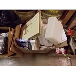 BOX OF GLASS BRICKS & CHRISTMAS ITEMS - 3 BXS TTL