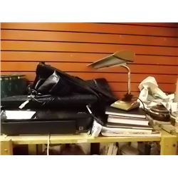 SHELF - PRINTER, BOOKS LAMPS