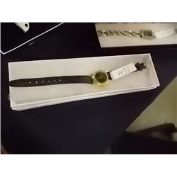 LADIES WATCH - LEATHER BAND - BLACK FACE