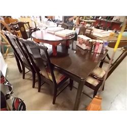 ORIENTAL SOLID WOOD DINING TABLE & 6 CHAIRS