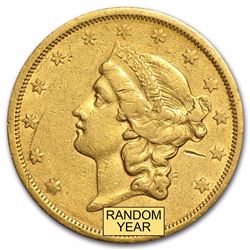 1866-1876 $20 Liberty Gold Double Eagle Type 2 With Motto