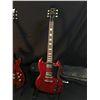 Image 2 : 3 GUITARS: IBANEZ LES PAUL STYLE ELECTRIC GUITAR WITH CHROME KNOBS AND BRIDGE, AND SOFT SHELL CASE,