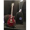 Image 2 : 4 GUITARS: IBANEZ DOUBLE CUT LES PAUL STYLE ELECTRIC GUITAR, SQUIER MINI WITH SOFT SHELL CASE,