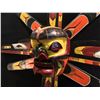 Image 2 : HAND CARVED AND PAINTED SUN MASK WITH SEAHAWK RAYS, BY HUBERT BILLY, 30'' W