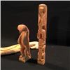 Image 2 : GROUP OF THREE HAND CARVED PIECES INC. EAGLE STAFF, 22.5'' H, TWO FIGURE TOTEM FEATURING EAGLE AND