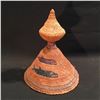 Image 2 : HAND WOVEN NOOTKA HAT, C. 1930-40, WITH SALMON AND FISHERMEN DESIGNS, 12'' H