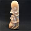Image 2 : HAND CARVED MARBLE SCULPTURE OF OWL AND FROG,  BY RUSSELL ADOLPH, 12'' H