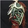 Image 2 : LARGE HAND CARVED AND PAINTED WILDMAN MASK MOUNTAIN IN WOODEN STUMP BASE, BY DAVE JACOBSON OF FORT