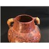 Image 2 : HAND SCULPTED AFRICAN CLAY POT WITH WOVEN HANDLES, 9'' H