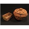 Image 2 : 2 B.C. FIRST NATIONS HAND WOVEN PIECES, LIDDED BASKET, 9'' W, AND WOVEN BOX, 5'' W