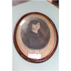 BOWED GLASS ANTIQUE PORTRAIT