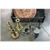 Image 2 : LOT OF BRASS CANDLESTICKS PEWTER VASES AND COPPER WALL ART