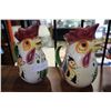 Image 2 : TWO CHICKEN PITCHERS AND SET OF BLUE WINE GLASSES