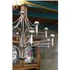 Image 2 : MODERN BRUSHED NICKLE 15-ARM CHANDELIER WITH FROSTED GLASS SHADES