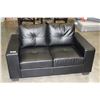Image 2 : NEW MODERN BLACK SQUARED ARM LOVESEAT WITH REMOVABLE BACK AND SEAT CUSHIONS RETAIL $999