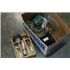 Image 1 : BOX OF DECORATIVE ITEMS VASES SERVING PLATTER AND SOUP BOWLS