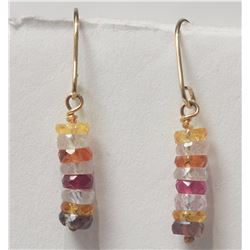 14K Yellow Gold Fancy Colored Sapphire (3.10ct) Earrings, Insurance Value $1450 (1)