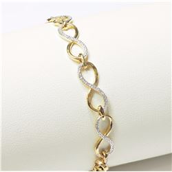 Silver Gold Plated Diamond (0.25ct) Infinity Design Bracelet, Insurance Value $600 (2)