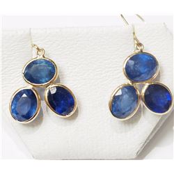 14K Yellow Gold Enhanced Sapphire (10.10ct) Earrings, Insurance Value $1621 (5)