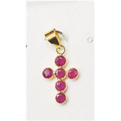 18K Yellow Gold Ruby (0.84ct) Cross Pendant, Insurance Value $1700 (9)