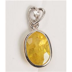 14K Yellow Gold Yellow Sapphire (2.30ct) and Diamond Pendant, Insurance Value $1090 (10)