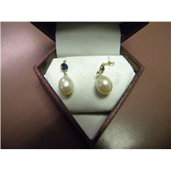 14K GOLD SAPPHIRE & PEARL EARRINGS, INSURANCE VALUE $823 (27)