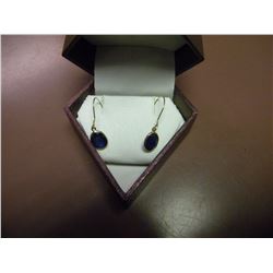 14K YELLOW GOLD BLUE GREEN ENHANCED DIAMOND EARRINGS, INSURANCE VALUE $590 (25)\