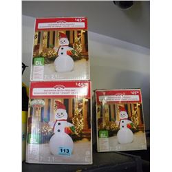 3 AIR BLOWN INFLATABLE SNOWMEN