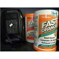 2 CONTAINERS OF FAST ORANGE HAND CLEANER/COMFORT ZONE HEATER