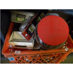 CRATE OF MISC TOOLS/HARDWARE