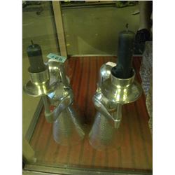 2 SILVER STYLE CANDLE HOLDERS