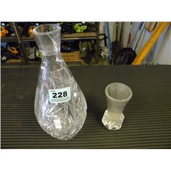 PIN WHEEL CRYSTAL VASE AND GLASS PEICE