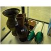 Image 1 : 7 PIECES OF BRASS WOOD COLLECTIBLE VASES ETC