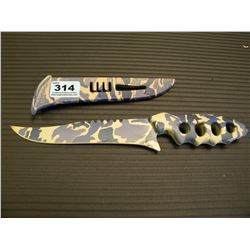 NEW BLUE CAMO HUNTING KNIFE WITH SHEATH