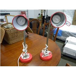 2 RED GOOSE NECK LAMPS