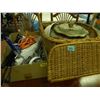 Image 1 : PICNIC BASKET/POTTERY/BOX OF MISC