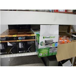 SHELF OF RUSSEL HOBBS KETTLES/FOOD SAVER/CONTAINERS
