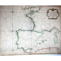 BELLIN.- Carte réduite des costes de France,...