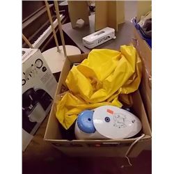 BOX - CHILD'S SEWING MACHINE - AIR MATTRESS - ETC