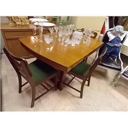 WALNUT TABLE & 4 DINING CHAIRS - 36" X 50" TABLE TOP