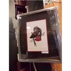 FRAMED RICHARD SHORTY PRINT - SIGNED - RED TAILED HAWK