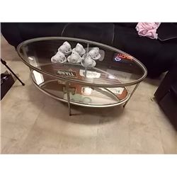 NEW OVAL METAL & GLASS MIRROR TOP COFFEE TABLE