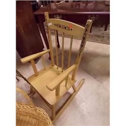 CHILD'S WOOD ROCKING CHAIR - STENCILED BACK