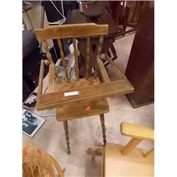 CHILD'S WOOD DOLL HIGH CHAIR - SPIRAL LEGS