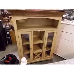 GLASS DOOR WOOD CABINET - 61" TALL