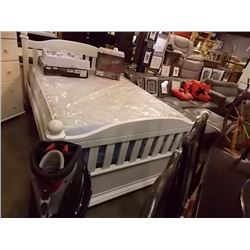 WHITE DOUBLE BED FRAME - HEADBRD, FTBRD & RAILS