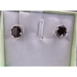 EARRINGS- 1.75CTW GARNET & DIAMONDS IN STERLING SILVER SETTING - RETAIL ESTIMATE $350