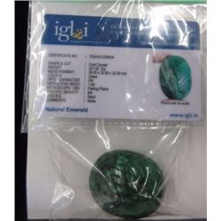 GEMSTONE - MUSEUM SIZE - 221 CT OVAL FACETED EMERALD GEMSTONE - INCLUDES CERTIFICATION CARD