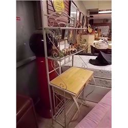 BAKERS RACK - WIRE FRAMING WIHT MAPLE TOP & DRAWER