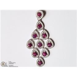 STERLING SILVER RUBY CRYSTAL PENDANT